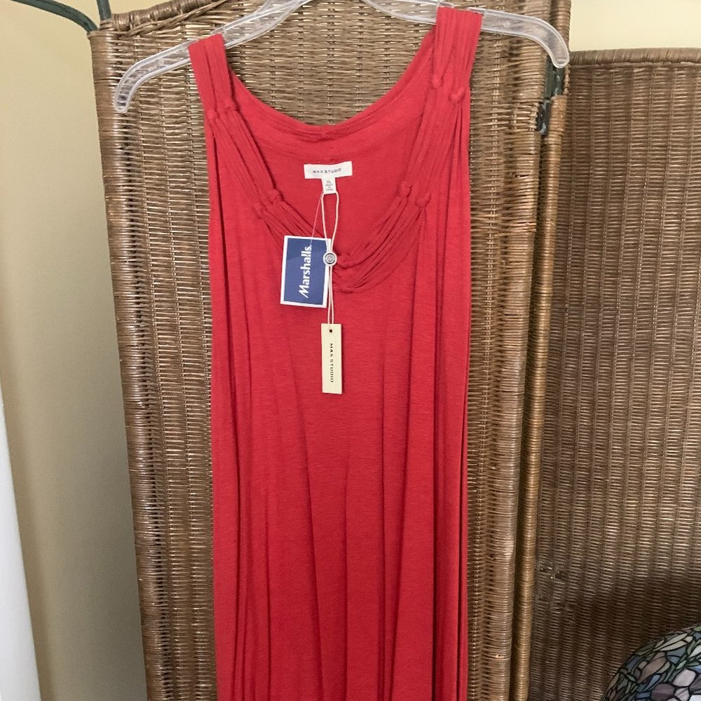 NWT Max Studio Jersey Sleeveless Dress Scarlet
